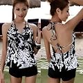 2 PCS JGR1055 Black Halter Padded Tankini Swimsuit 82