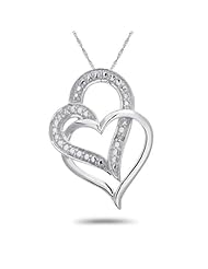 Sterling Silver, Diamond Accent Heart Pendant