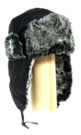 Lightweight Womens and Mens Winter Warm aviator Trooper Trapper Ski Hats in Black Brown Khaki Beige and Red Unisex with Faux Fur Inner Lining one size fits most