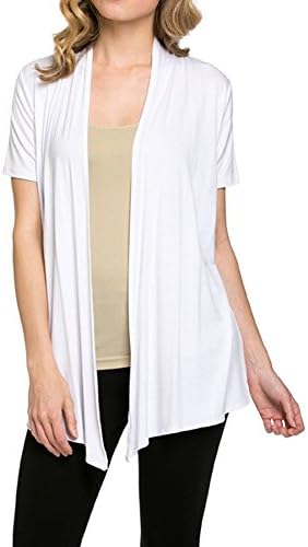 Basic Solid Short Sleeve Open Front Cardigan (S-3X) - Made in USA