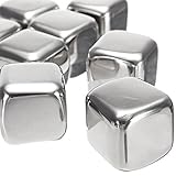 Xcellent Global 6 Pack Stainless Steel Shell Whiskey Chilling Reusable Ice Cubes for Whiskey Wine, Chilling Your Drink without Diluting - Perfect as New Years, Christmas, Valentine's Day, Wedding, Father's Day, Birthday Gift M-HG067