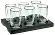 GROSCHE Istanbul Set of 6 premium Double walled double shot glasses with wooden tray, 90 ml (3 fl. oz) each
