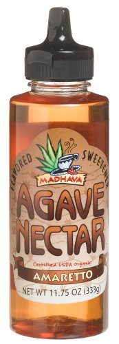 Madhava Pure Organic Agave Nectar, Amaretto Flavor, 11.75-Ounce Bottle (Pack of 6) by Madhava