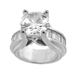 Sterling Silver Big Center CZ Circle Stone Engagement Ring Size #6