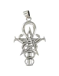 Silver Symbol Of Wizardry Pendant - Pentagram, Ankh, Caduceus - Pagan Wiccan Jewelry