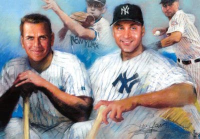 Professionally Framed Alex Rodriguez DEREK JETER New York Yankees POSTER - 11x17 with RichAndFramous Black Wood Frame