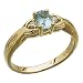14Kt Yellow Gold Oval Shape Aquamarine and Diamond Fashion Ring