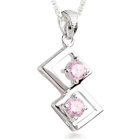 Round Cut Pink Cz Pendant Necklace Sterling Silver