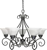 Nuvo Castillo 5 Light 28 Chandelier With Alabaster Swirl Glass Textured Flat Black