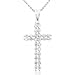 1/2ctw Round Diamond Cross Pendant in 14kt White Gold (GH/I1-I2)