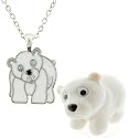Polar Bear Enamel & Crystal Necklace in Figural Gift Box
