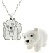 Polar Bear Enamel & Crystal Necklace in Figural Gift Box