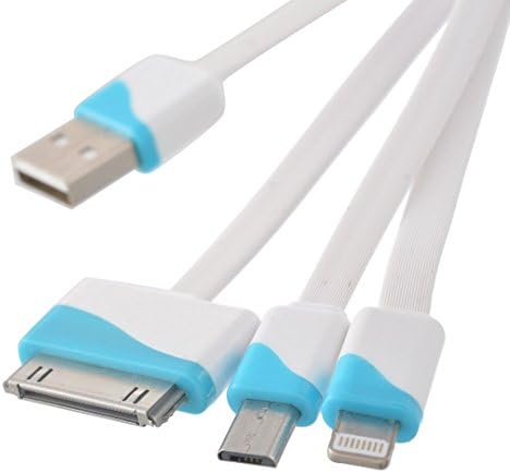 Blue White 3 in 1 Sync Portable Charging Micro USB Cable Travel Data Line for Iphone 4s 5 5s 6 6s Android