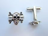 Skull and Crossbones Silver Cufflinks By Classic Cufflinks