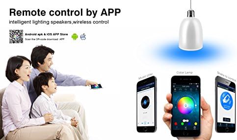 Pacaly Bluetooth Speaker Smart LED Light Bulb Audio Music RGB Lamp- Smartphone Free APP Controlled Dimmable Multicolored Colorful LED Display,Works with iPhone, iPad, Android Phone and Tablet