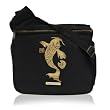 Diaper Dude Black Faux Suede Koi Messenger Diaper Bag