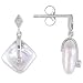 9-10mm Cultured Freshwater Pink Coin Pearl, Diamond Accent, 14KW Gold Earrings
