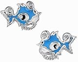 Image of Punky Fish Sterling Silver E2687T Blue Enamel Punky Fish Stud Earrings
