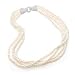 Bling Jewelry Multi-strand White Pearl Bridal CZ Vintage Circle Pendant