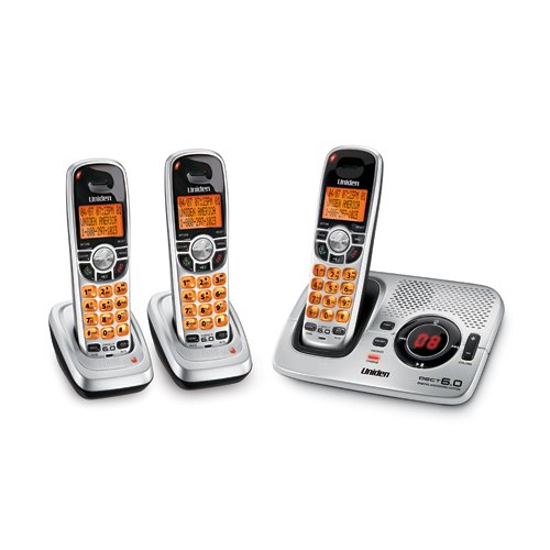 Uniden DECT 6.0 Digital Cordless Phone with Digital Answering System and Two Extra Handsets (DECT1580-3)