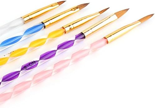Colorlife 5 Pieces Mix Random Color 2-ways Acrylic Nail Art Brush with Exclusive Gift