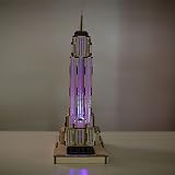 WAYCOM 3D Holz Empire State Building Jigsaw Puzzle - 3D-Puzzle, Sensor-Licht, Sonnenuntergang Licht-Up, 3D-Holz-Spielzeug-Gebäudemodell Assembled 3D Puzzle DIY Handbuch(Empire State Building)