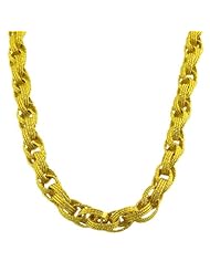 18 Karat Gold over Silver Diamond-cut 3-row Oval Link Necklace (17 Inch)