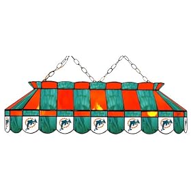 Imperial Miami Dolphins Licensed 40-Inch Rectangular Stained Glass Billiard Table Light