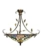 Dale Tiffany TH90224 Crystal Peony Inverted Pendant Light, Antique Golden Sand and Art Glass Shade