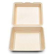 Enviroware GFHC9-200W 9-Inch Hinged Biodegradable Wheat Color 1 Compartment Container 100-Pack (Case of 2)