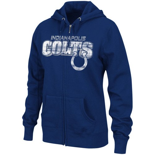 NFL Women's Indianapolis Colts Football Classic III Long Sleeve Fullzip Fleece Hoodie (Stadium Blue, Large)