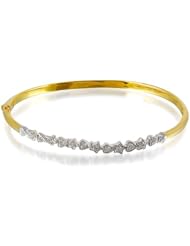 0.315 ct Diamond & 18K White/Yellow Gold Hearts & Stars Bangle