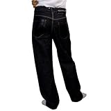 Enyce Mens Black Jeans. 100% heavy weight machine washable cotton. Top quality embroidered design throughout these pants. Excellent attention to all important details: rivets, stitching and fabric design. The latest in unique hip hop and street wear.