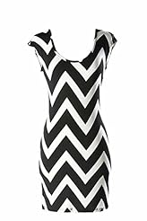 Polyester/Spandex Cap Sleeves Above the Knee Chevron Print  Dress