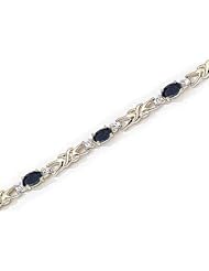 14kt Yellow Gold Oval Blue Sapphire and Diamond Bracelet