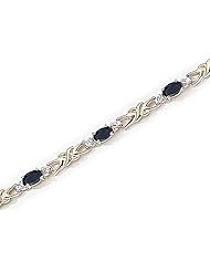 14kt Yellow Gold Oval Blue Sapphire and Diamond Bracelet