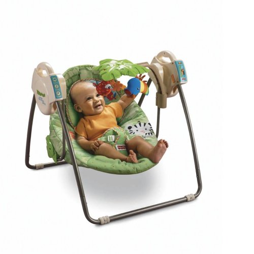 Baby: Fisher Price Open Top Take Along Swing with Music & Mobile   Rainforest