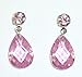 Pink Teardrop CZ Pierced Earrings title=
