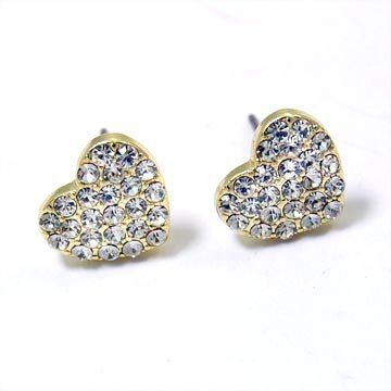 Gold Crystal Heart Post Earrings Fashion Jewelry