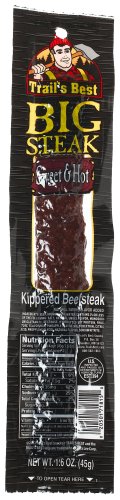 Trail's Best Sweet & Hot Big Steak Kippered Beef, 1.6-Ounce Packages (Pack of 24) by Dried Beef