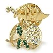 Gold Brass with Multi-Color Swarovski Crystal Brooch, Weight: 2.80gm - Flower/ Sword Gold Brass with Multi-Color Swarovski Crystal Brooch, Weight: 2.80gm - Flower/ Sword