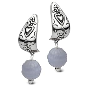 Sterling Silver Blue Lace Agate Sculpted Earrings by Amazon.com Collection