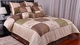 Chezmoi Collection 7 Pieces Beige with Green and Brown Embroidery Floral Pa ....