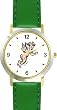 Angel In Flight No.4 - Cherub, Angel or Cupid Theme - WATCHBUDDY&reg; DELUXE TWO-TONE THEME WATCH - Arabic Numbers - Green Leather Strap-Size-Large ( Men's Size or Jumbo Women's Size )