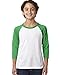 Next Level Big Boy's 3/4-Sleeve Rib-Knit T-Shirt, Large, Kelly / White