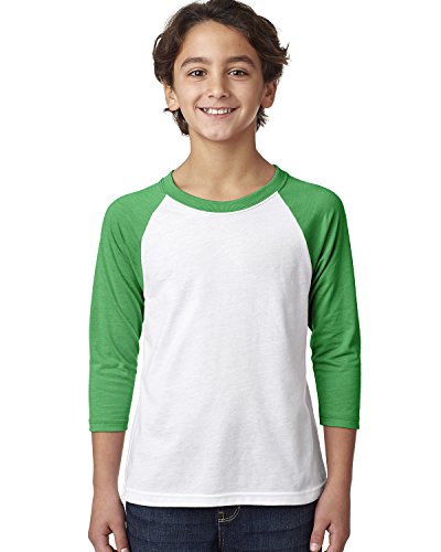 Next Level Big Boy's 3/4-Sleeve Rib-Knit T-Shirt, Large, Kelly / White