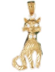 Dazzlers Solid 14k Gold Cat Charm Pendant Available in three colors from jewelsberry (weights: 2.4 grams only)