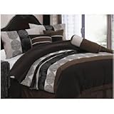 Jacquard Black Circle Comforter Set Bedding-in-a-bag, Black / Brown - Queen ....