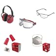 Milwaukee Safety Equipment Kit - Includes Respirators (Box of 20), Ear Plugs (Box of 200), Folding Ear Muffs (1 Pair), Impact Goggles (1 Pair), Safety Glasses (10 Pairs)