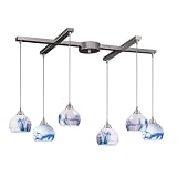 41dL8LoAGpL. SL160  Mela   6 Light Kitchen Island Pendant Track Lighting Fixture   Dark Rust Bronze   Blue Glass   B4228